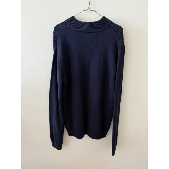 Ben Sherman Quarter-Zip Oversized Sweater Knit Ribbed Long Sleeve Navy Men's L - Picture 2 of 7